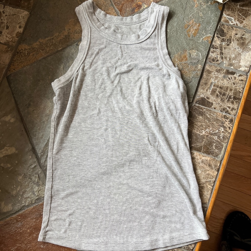 Grey Ribbed Tank Top